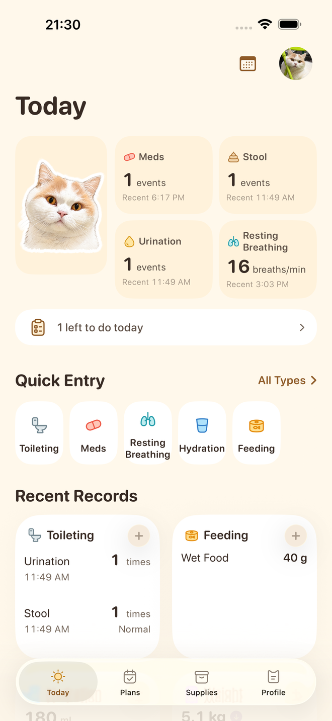 Actual Petter Days app screen · iPhone